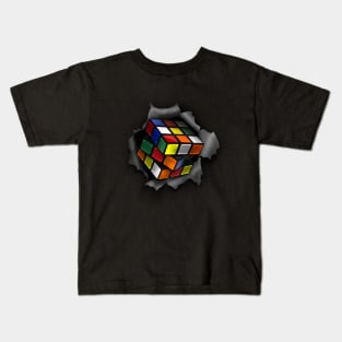 Cube Bursting Through - Rubik's Cube Inspired Design for people who know How to Solve a Rubik's Cube Kids T-Shirt